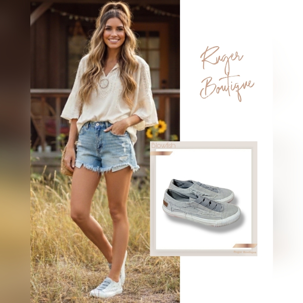 🌿Blowfish Malibu Gray Casual Slip-On Sneakers - Women's Play Shoe, Size 7